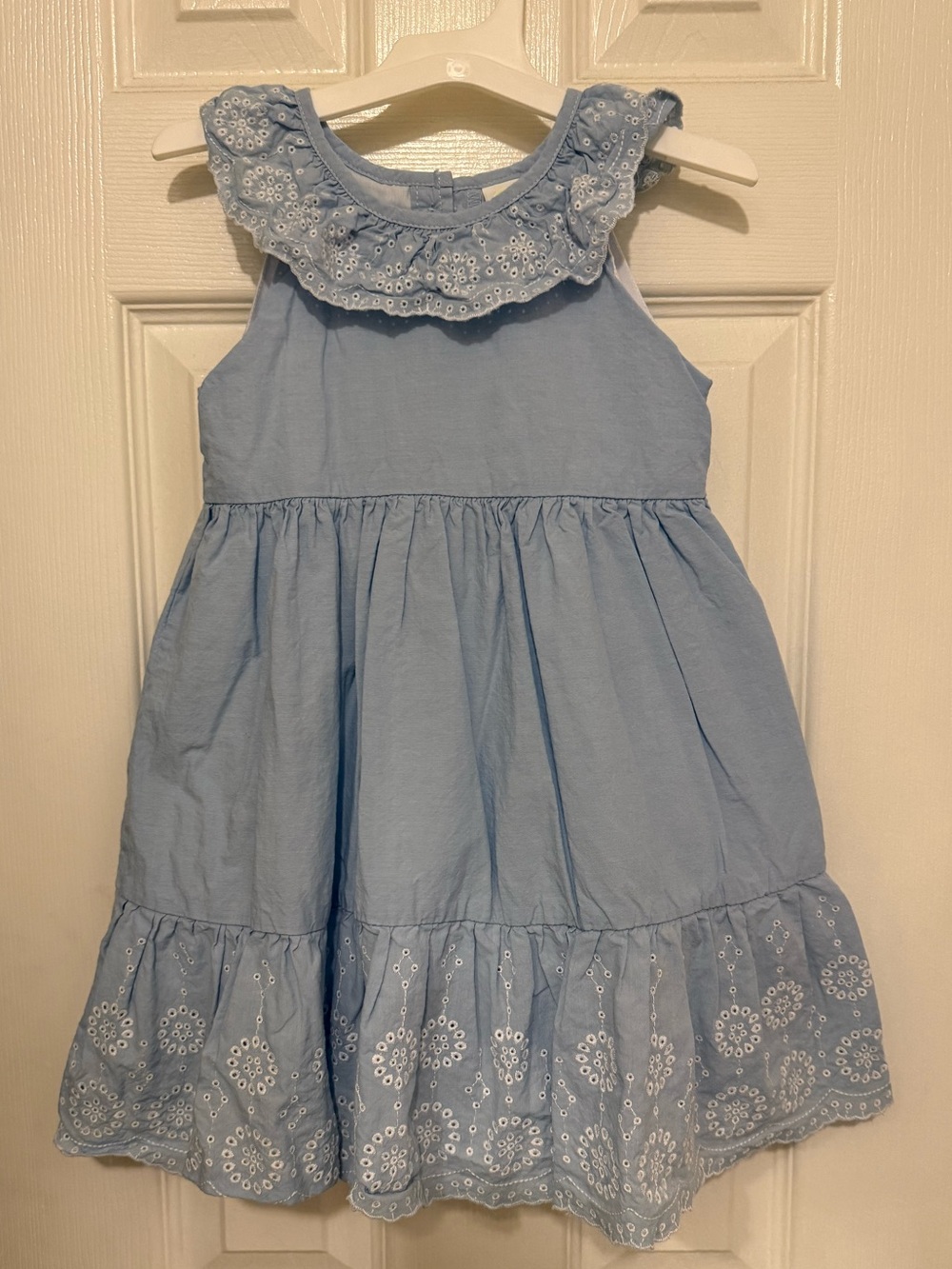 Little Me Light Blue Eyelet Ruffle Dress